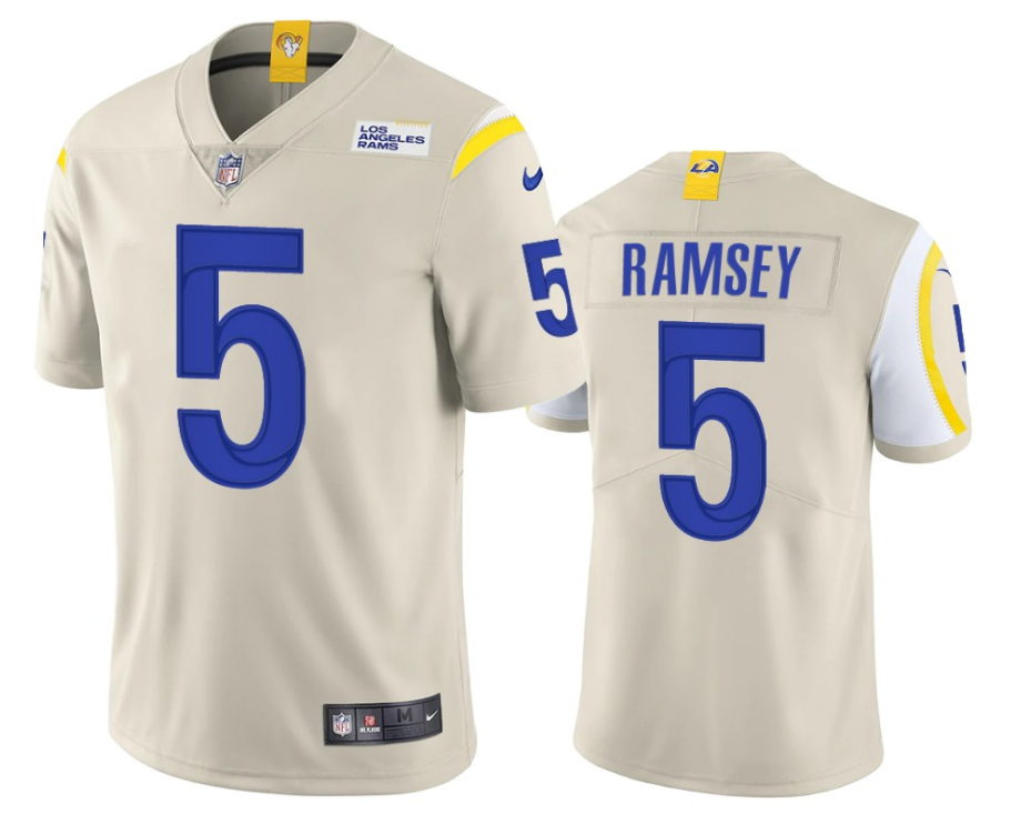 Men's Los Angeles Rams #5 Jalen Ramsey Bone Vapor Untouchable Limited